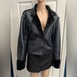 Forever 21 Black Faux Fur Trim Blazer